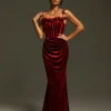Mckay Spaghetti Flower Velvet Maxi Dress
