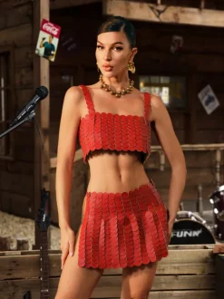 Mckie Leather Circle Chainmail Skirt Set