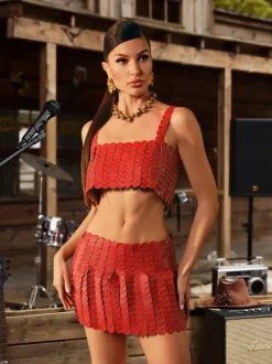Mckie Leather Circle Chainmail Skirt Set