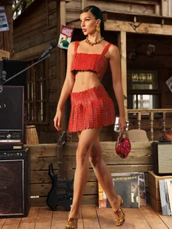 Mckie Leather Circle Chainmail Skirt Set