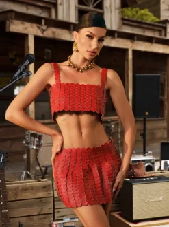 Mckie Leather Circle Chainmail Skirt Set