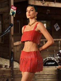 Mckie Leather Circle Chainmail Skirt Set