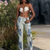 Mehetabel Cutout Denim Pants In Light Blue