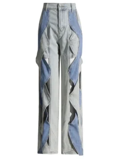 Mehetabel Cutout Denim Pants In Light Blue