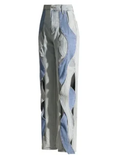 Mehetabel Cutout Denim Pants In Light Blue