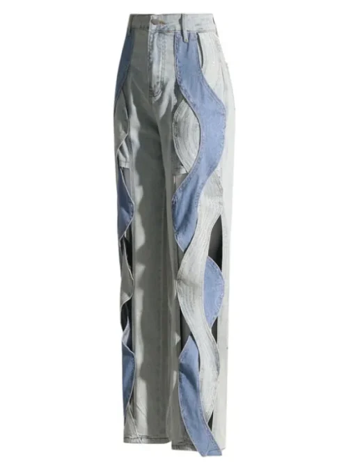 Mehetabel Cutout Denim Pants In Light Blue