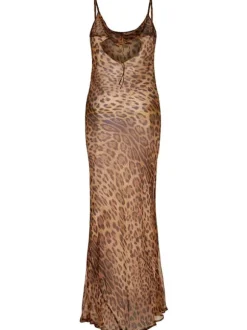 Melany Leopard Print Spaghetti Maxi Dress