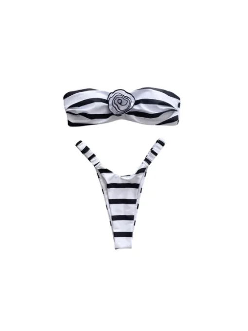 Melissa Stripe Flower Bikini Two Piece Set