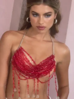 Mercer Fringe Gemstone Beaded Bralette