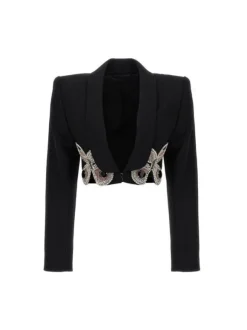 Merrick Butterfly Crystal Embellished Blazer In Black