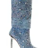 Mia Rhinestone Glitter Denim Boots