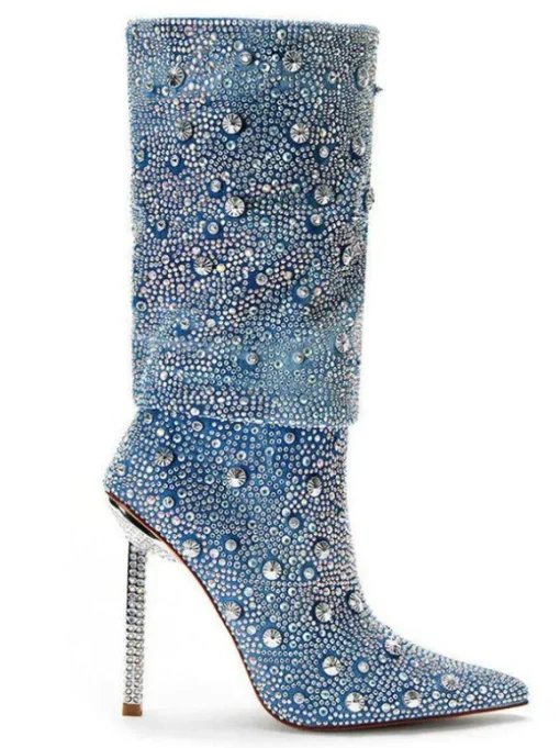 Mia Rhinestone Glitter Denim Boots