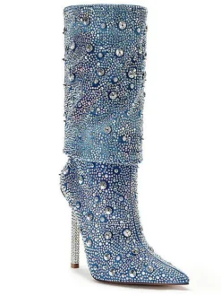 Mia Rhinestone Glitter Denim Boots