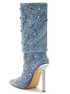 Mia Rhinestone Glitter Denim Boots
