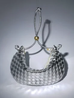 Midge Woven Drawstring Bag In Silver