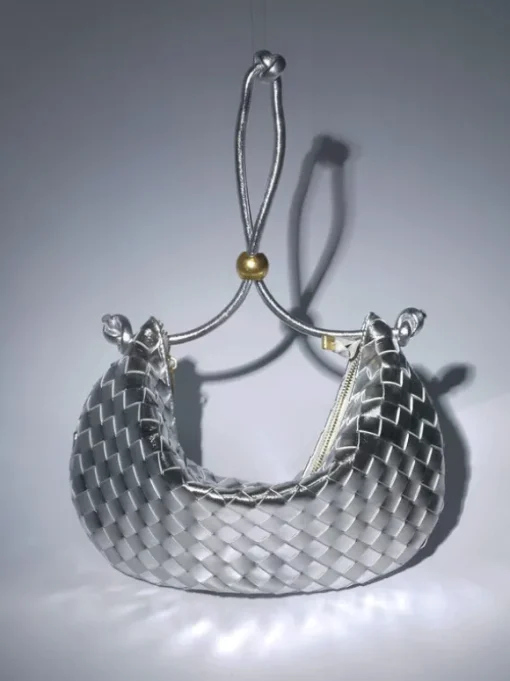 Midge Woven Drawstring Bag In Silver