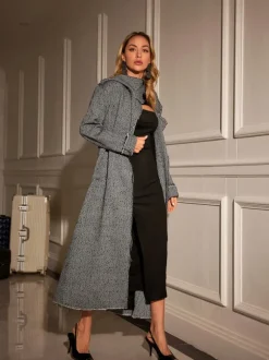 Mikael Collar Houndstooth Coat