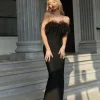 Mina Strapless Feather Trimmed Bandage Dress