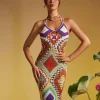 Monroe Spaghetti Printed Hollow Knitted Dress