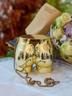 Morwenna Acrylic Butt Bag In Gold