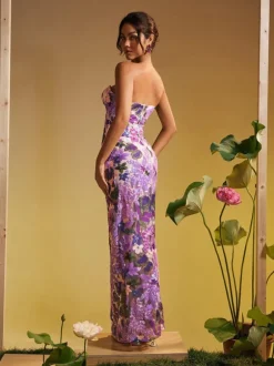 Nakoa Strapless Sequin Embroidered Maxi Dress