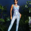 Nero Seashell Rhinestone Jumpsuit In Multi