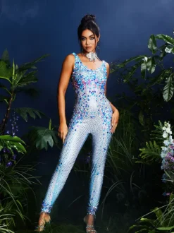 Nero Seashell Rhinestone Jumpsuit In Multi
