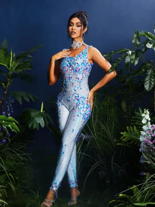 Nero Seashell Rhinestone Jumpsuit In Multi