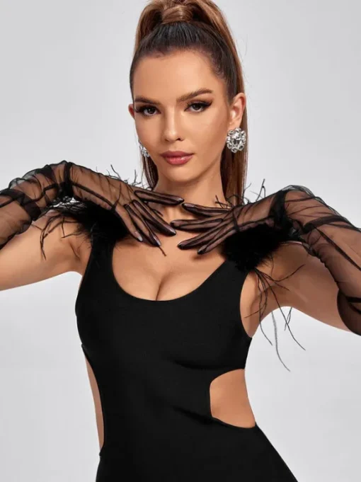 Nia Tulle Gloves In Black