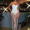 Nicola Pearl Fringe Maxi Dress