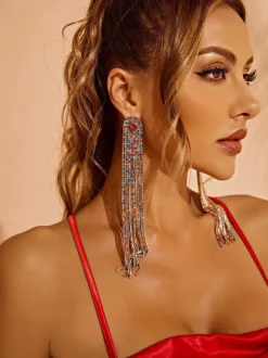 Nola Multi Diamante Tassel Earrings