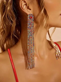 Nola Multi Diamante Tassel Earrings