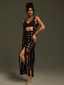 Nyx Circle Cutout Fringe Maxi Dress