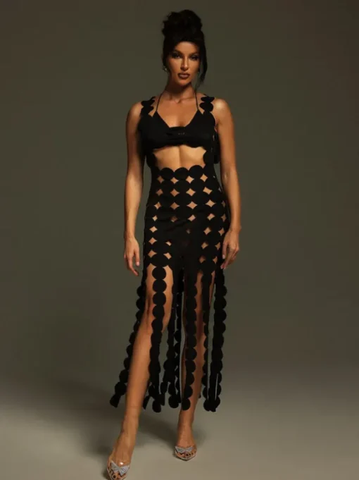 Nyx Circle Cutout Fringe Maxi Dress