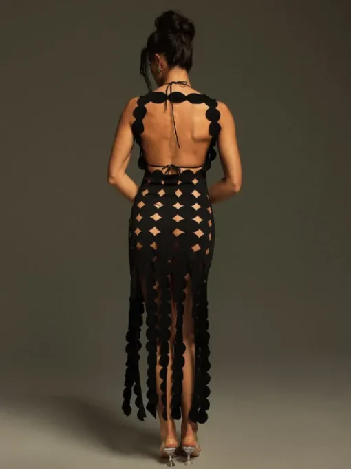 Nyx Circle Cutout Fringe Maxi Dress