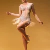 Octorber Long Sleeve Crystal Fringe Bodysuit