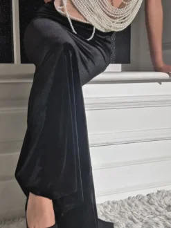 Olday Pearl Draped Cutout Velvet Dress