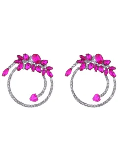 Opal Crystal Circle Earrings