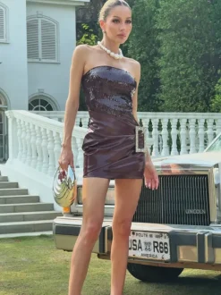 Phyxira Strapless Sequin Mini Dress