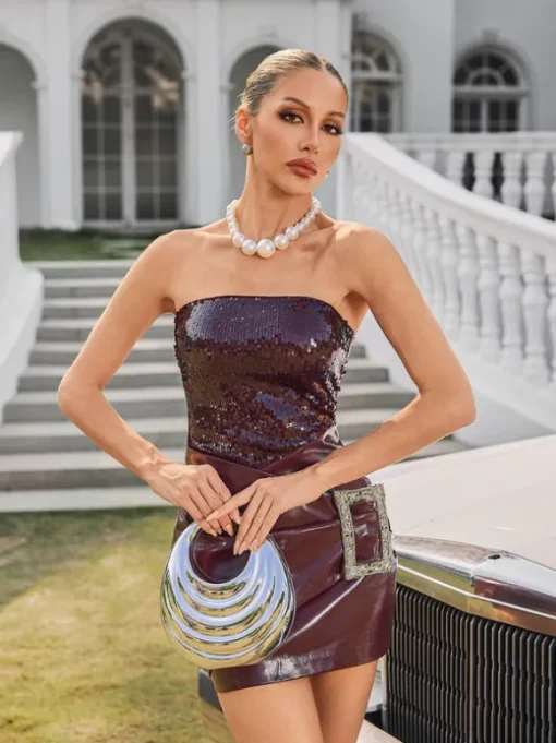 Phyxira Strapless Sequin Mini Dress