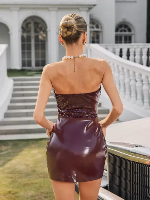 Phyxira Strapless Sequin Mini Dress