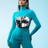 Quill Halterneck Armor Top In Silver