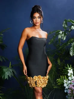 Quirce Strapless Flower Bandage Dress