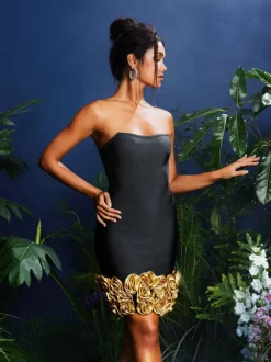 Quirce Strapless Flower Bandage Dress