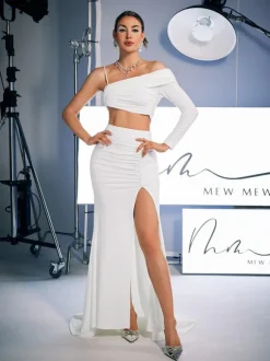 Raylan Ruched Split Skirt Set