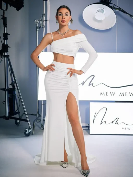 Raylan Ruched Split Skirt Set