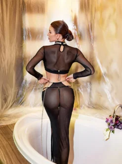 Reverie Chain Cutout Mesh Skirt Set