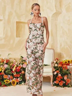 Richards Spaghetti Flower Sequin Maxi Dress