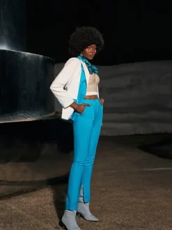 Rita Long Sleeve Blazer Set In Blue