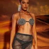Rooney Spiral Crystal Bustier Top In Black